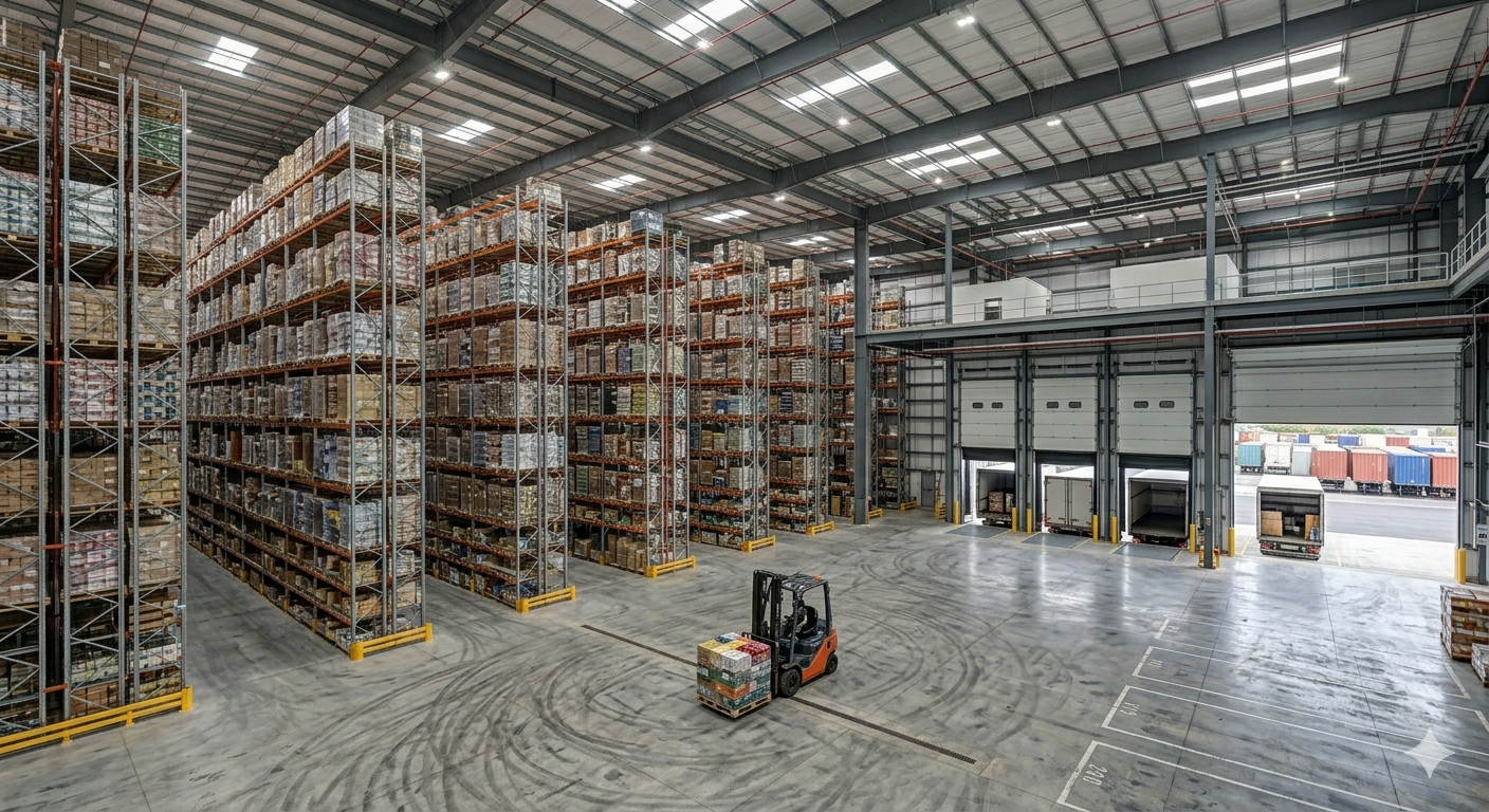 Warehouse and logistics building with dock doors
